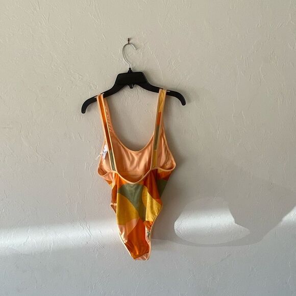 Fe Noel orange peach green multicolored one piece swimsuit - Picture 8 of 10